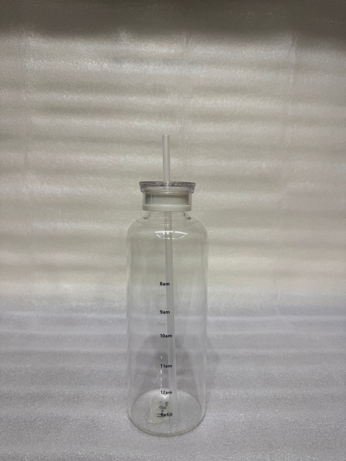 Minimalist Clear Glass Milk Bottle with Straw & Lid