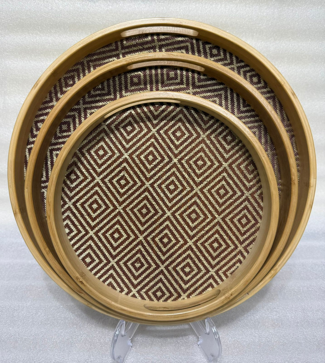 3-Piece Round Bamboo Nesting Serving Trays