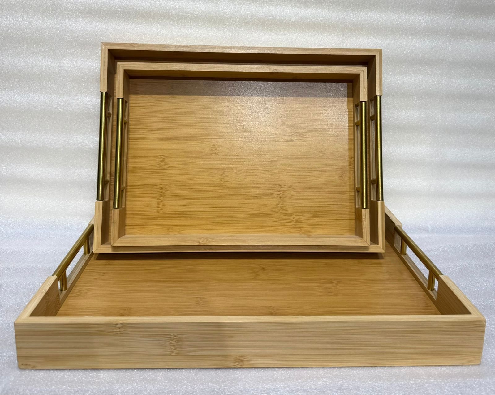 Premium Rectangular Bamboo Nesting Serving Trays Set