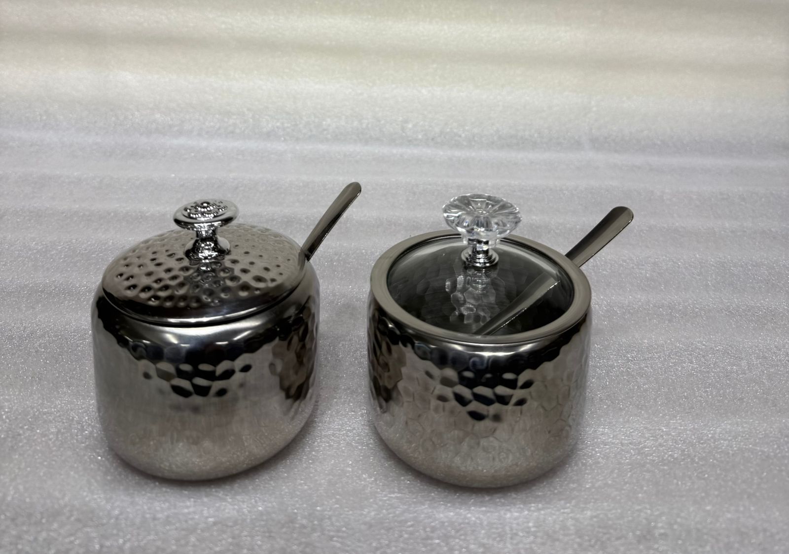 Modern Hammered Stainless Steel Spice & Sugar Pot Set
