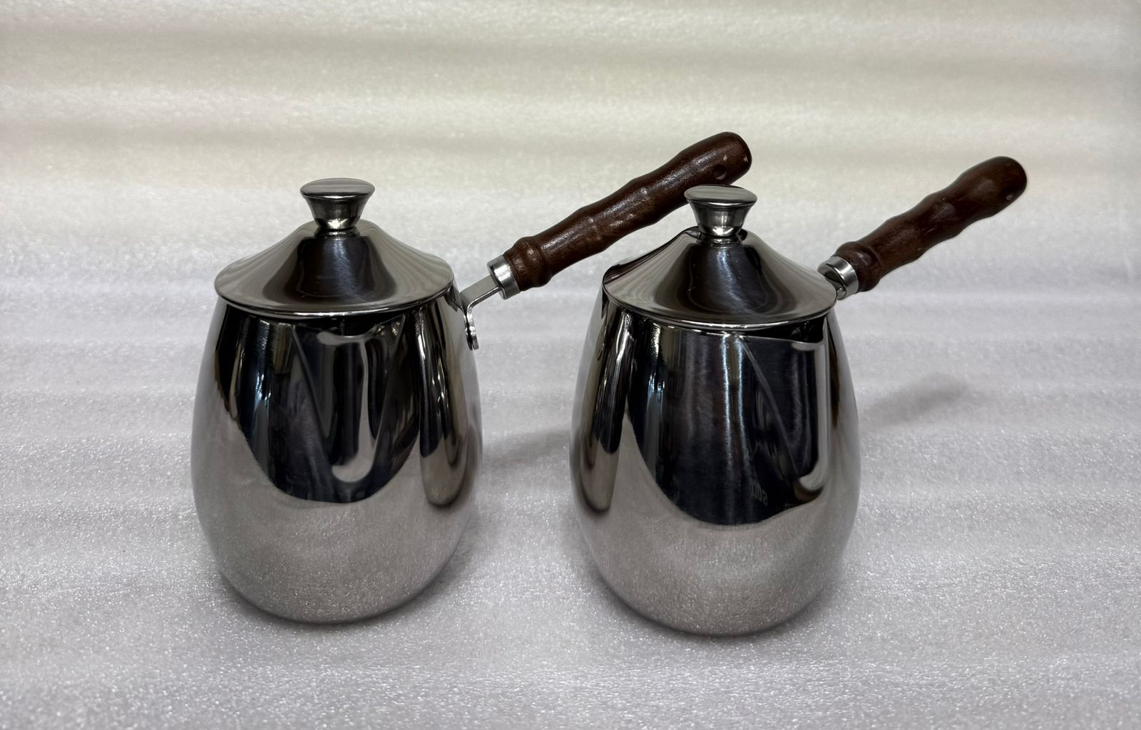 2-Piece Metallic Milk Warmer and Turkish Coffee Pot with Lid