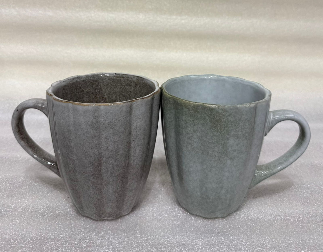 2-Pcs Handcrafted Earth-Tone Coffee Cups with Matte Glaze Finish