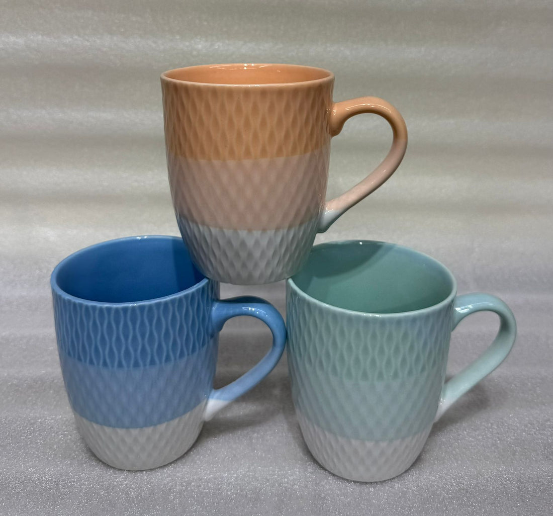 Diamond Weave Embossed Textured Tea Cups