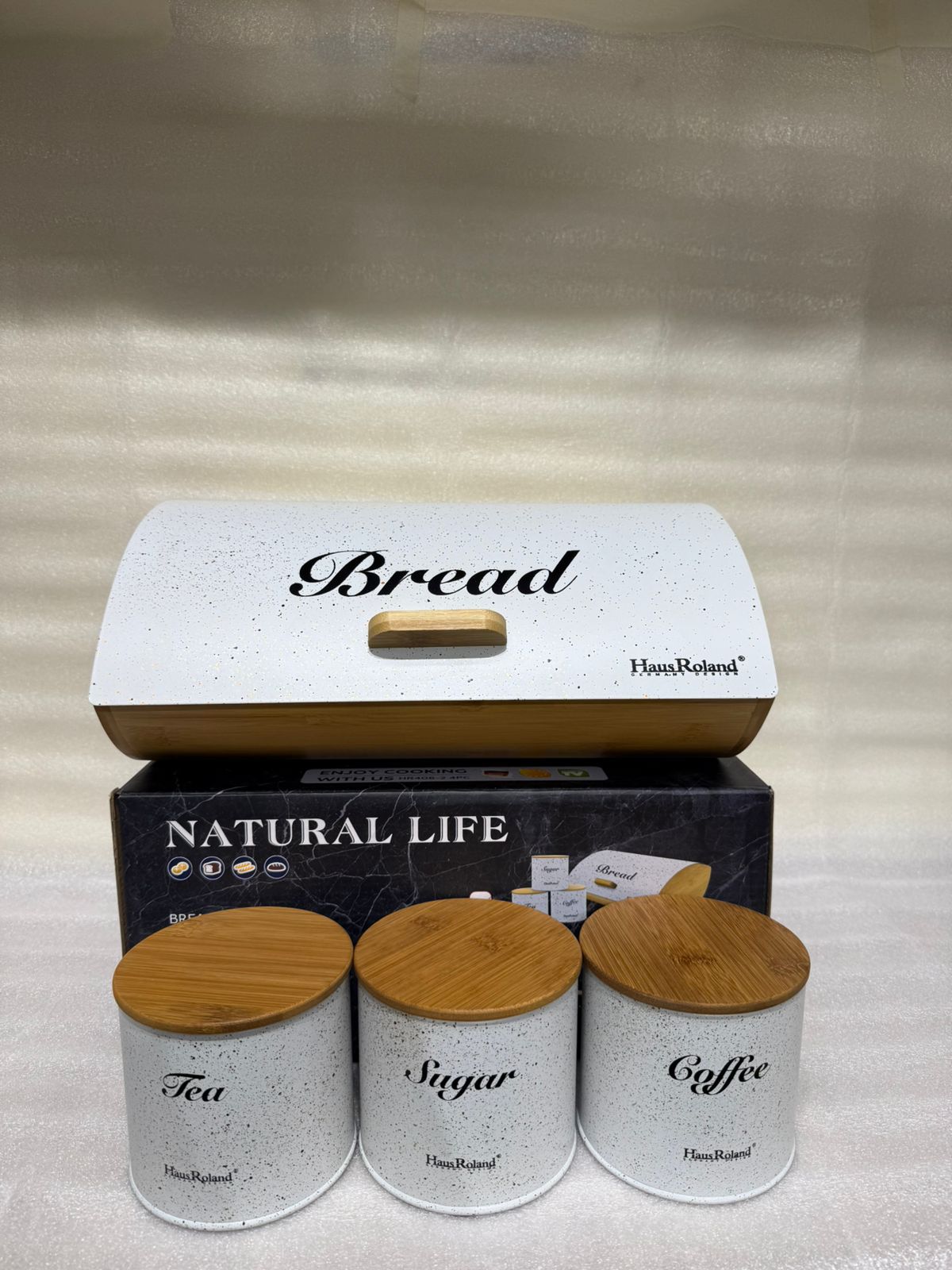 4-Pcs Haus Roland White Granite Finish Food Storage Containers