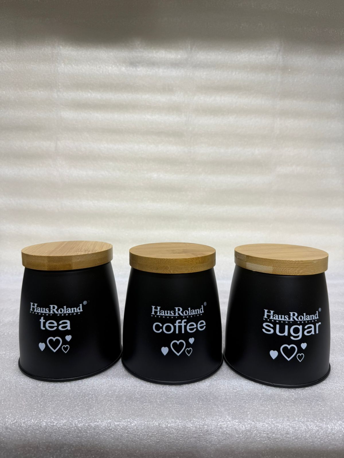 3-Pcs Haus Roland Matte Black Coffee Bars Storage Jars