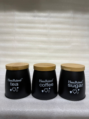 3-Pcs Haus Roland Matte Black Coffee Bars Storage Jars