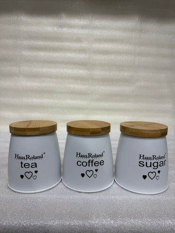 Matte White Food Storage Containers with Bamboo Lids