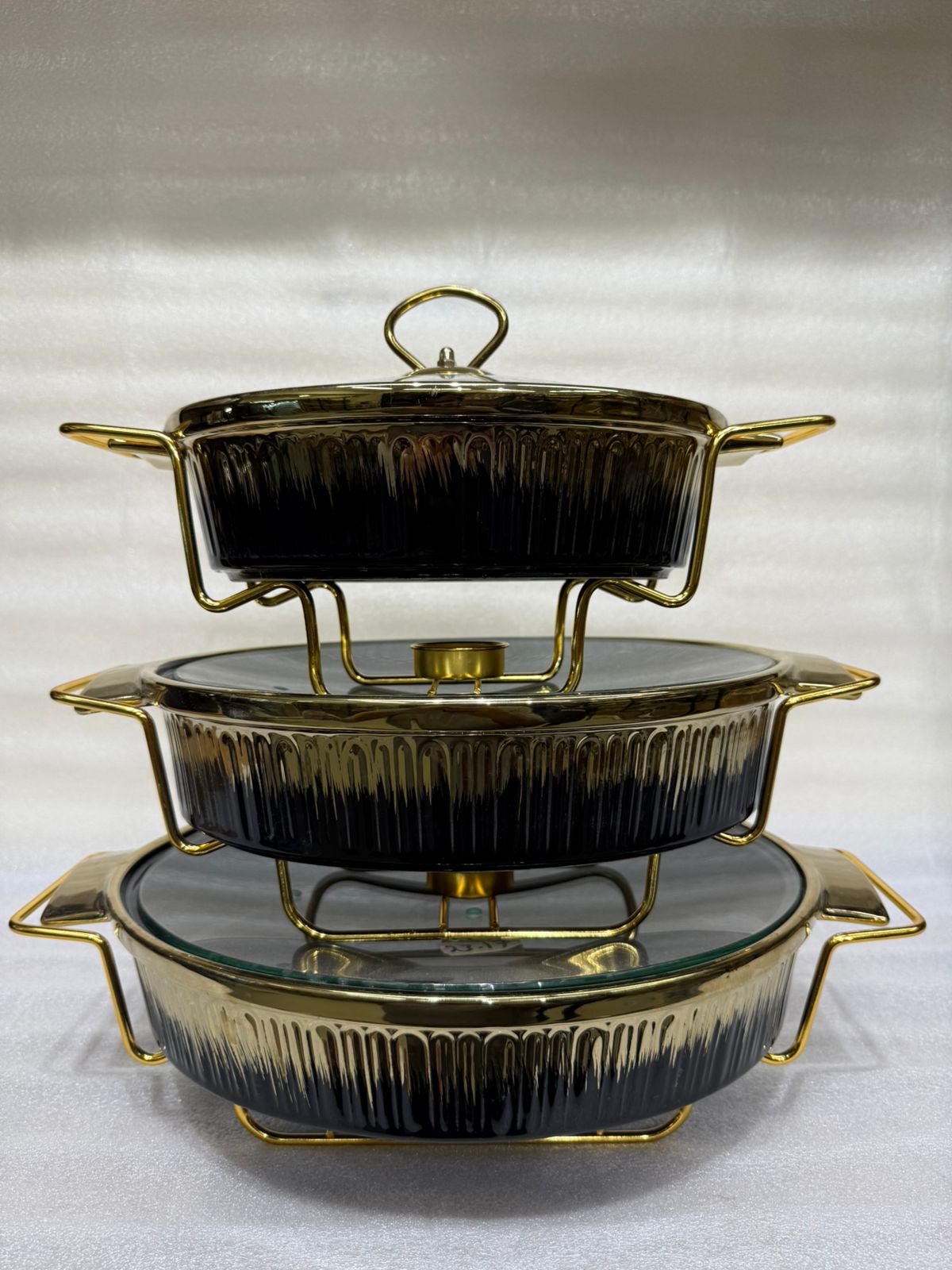 Luxury 3-Piece Ceramic Buffet Dish Set with Lids