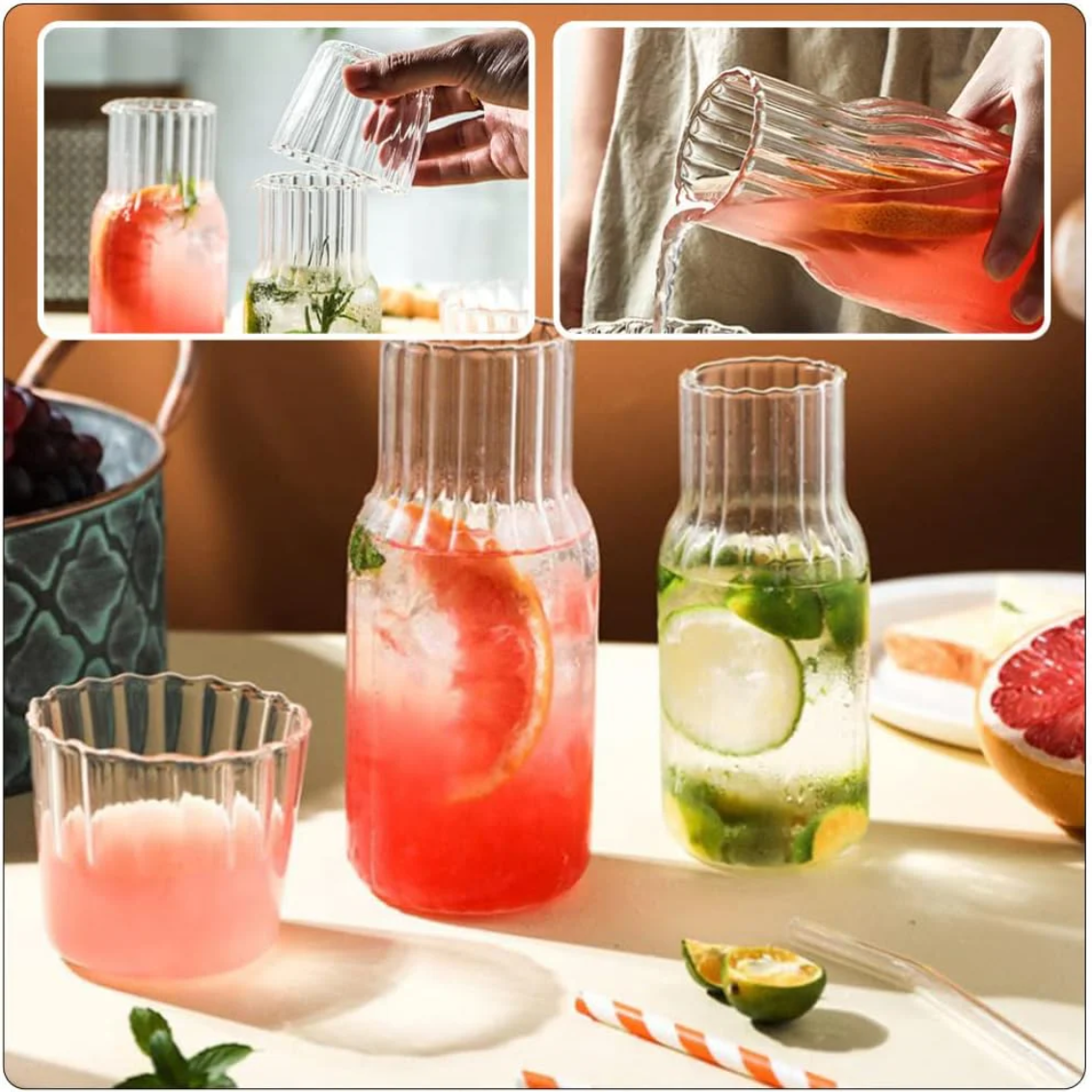 550ml Bedside Decanter Bottle with Glass – Elegant Hydration, Anytime