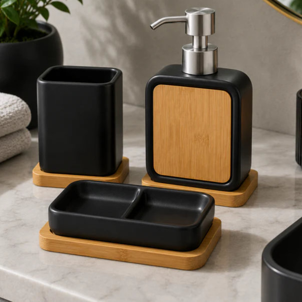 4-Piece Resin Bathroom Accessories Set