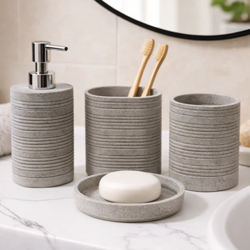 Black 4-Piece Bathroom Organizer Set for Modern Home