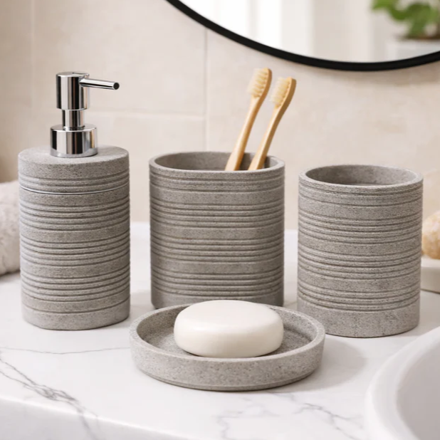 Black 4-Piece Bathroom Organizer Set for Modern Home