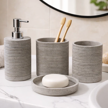 Marble Look 4-Piece Bathroom Essentials Set