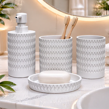 The Linear-Stone 4-Piece Premium Resin Bathroom Accessory Set