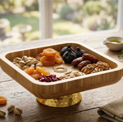 Wooden Serving Platter for Dessert Display, Countertop Decor, and Table Centerpiece