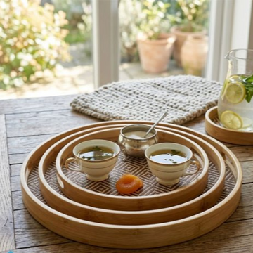 3-Piece Round Bamboo Nesting Serving Trays