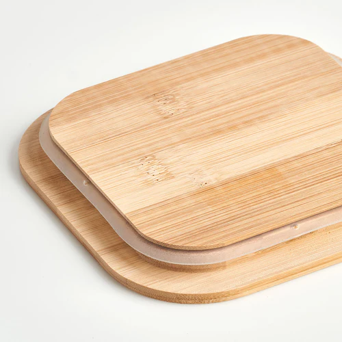 Square Glass Storage Box Set with Organic Bamboo Lids – 4-Piece Airtight Food Containers