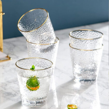 Luxury Frosted Glass Tumblers with Gold Rim