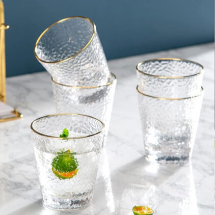 Luxury Frosted Glass Tumblers with Gold Rim