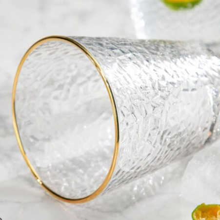 Luxury Frosted Glass Tumblers with Gold Rim