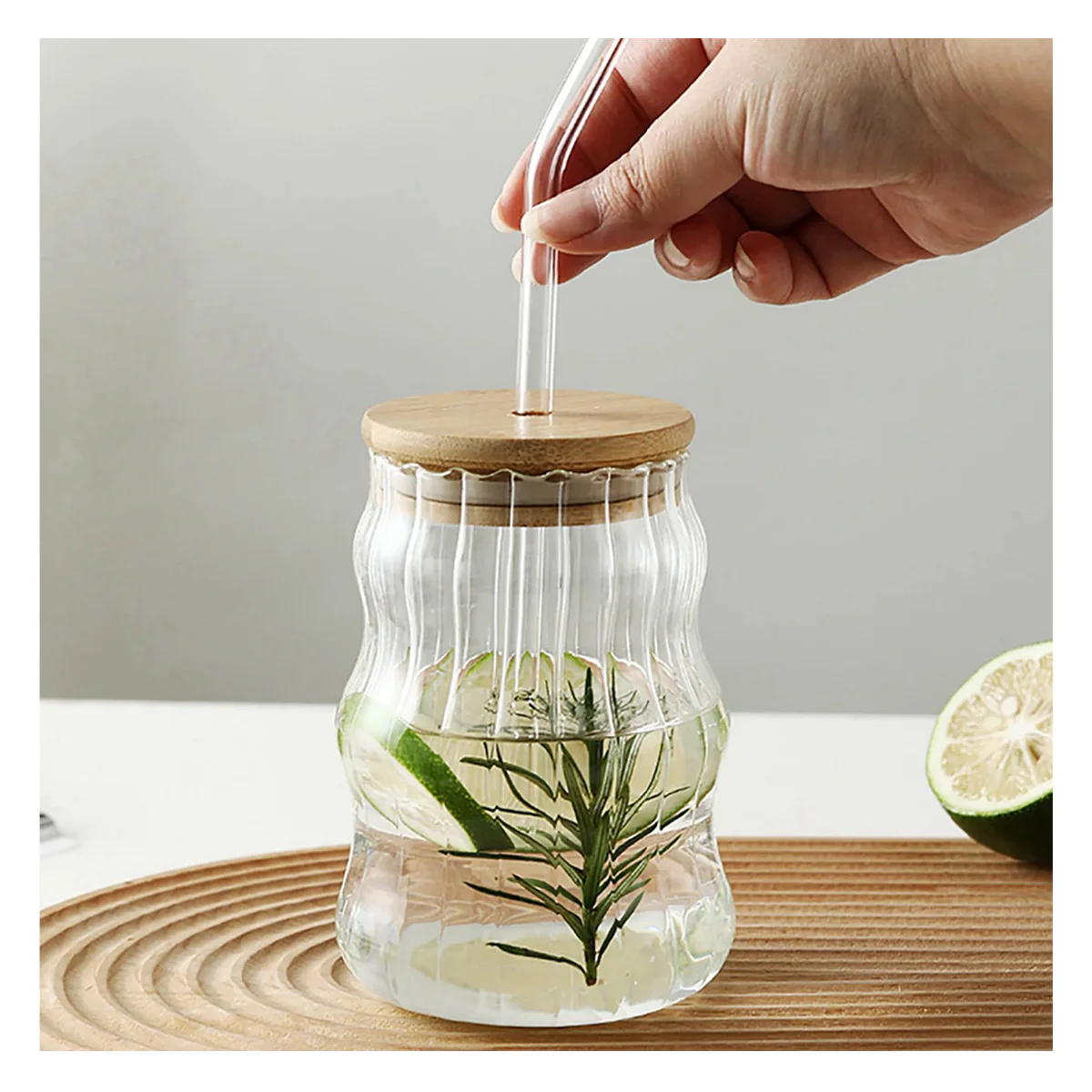 Aesthetic Curved Glass Iced Coffee Cup