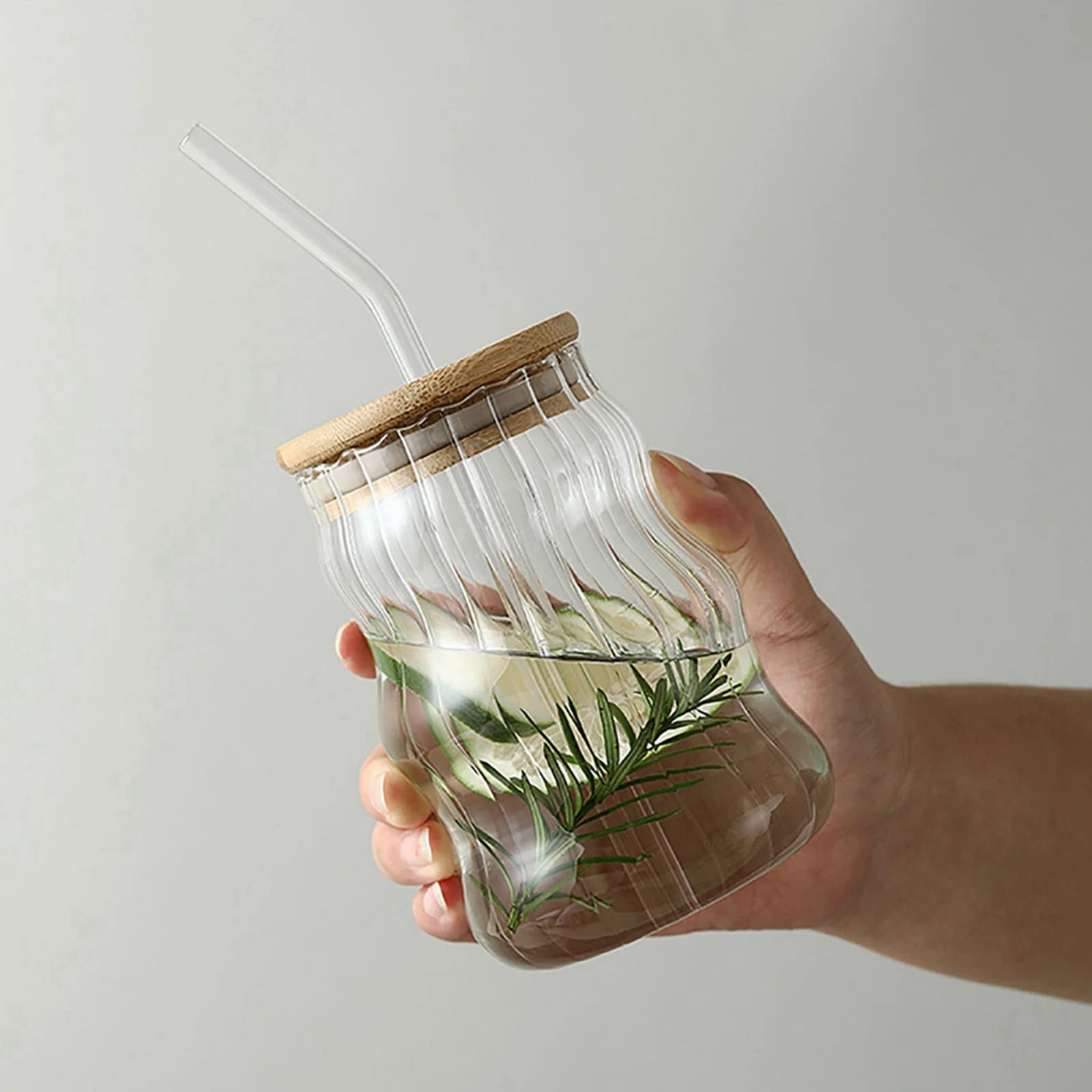 Aesthetic Curved Glass Iced Coffee Cup