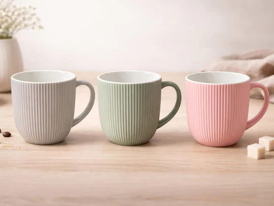 Vertical Ribbed Matte Pastel Tea Cups