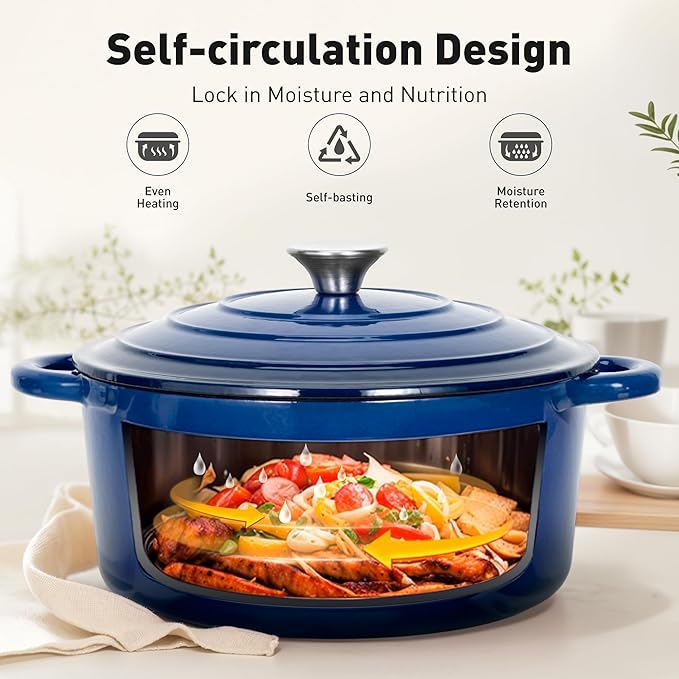 7pcs Cast Iron Enamel Cookware Set - Royal Blue