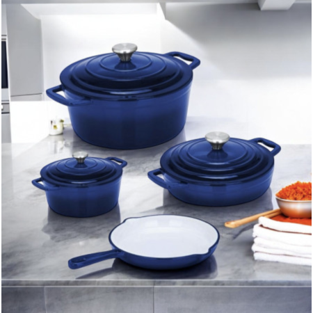 7pcs Cast Iron Enamel Cookware Set - Royal Blue
