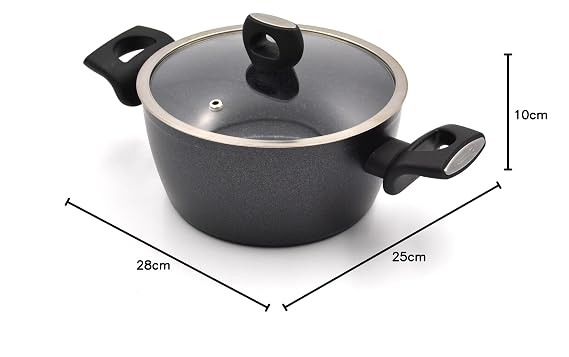 Korkmaz Nora Granite Forged Aluminium Casserole Pot | 20x9.8 - 24x11.7 - 28x13.7