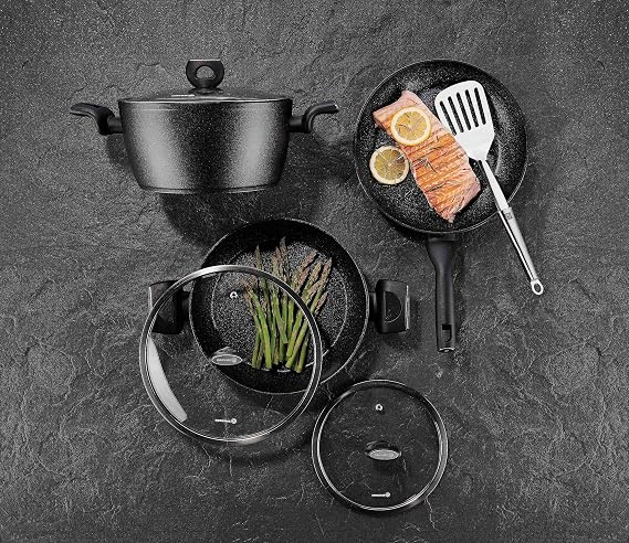 Korkmaz Nora Granite Forged Aluminium Casserole Pot | 20x9.8 - 24x11.7 - 28x13.7