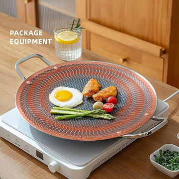 Honeycomb Laser-Coated Flat Pan (Tawa) with Induction Support Bottom - 38cm