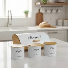 4-Pcs Haus Roland White Granite Finish Food Storage Containers