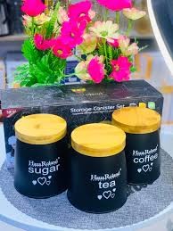 3-Pcs Haus Roland Matte Black Coffee Bars Storage Jars