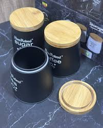 3-Pcs Haus Roland Matte Black Coffee Bars Storage Jars