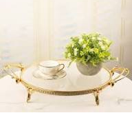 Luxury Round Acrylic Vanity Tray with Gold Handles