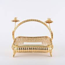 Rectangular Glass Centerpiece Tray with Ornate Cage Filigree