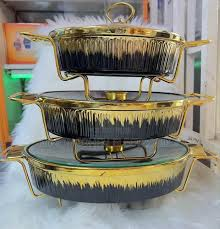 Luxury 3-Piece Ceramic Buffet Dish Set with Lids