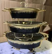 Luxury 3-Piece Ceramic Buffet Dish Set with Lids