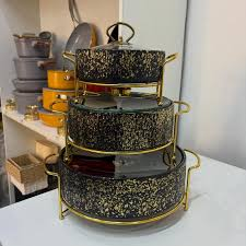 Premium Royal Distress-Textured Black & Gold Chafing Dishes