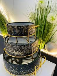 Premium Royal Distress-Textured Black & Gold Chafing Dishes