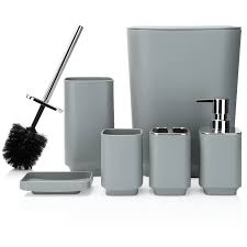 6-Piece Luxury Modern Bathroom Set – Plastic Soap Dispenser, Toothbrush Holder & Full Essentials