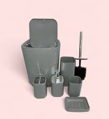 6-Piece Luxury Modern Bathroom Set – Plastic Soap Dispenser, Toothbrush Holder & Full Essentials