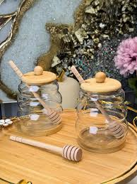 Decorative Glass Honey Jar Set