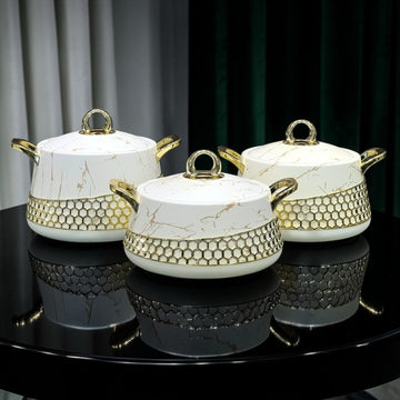 Premium Non-Stick Stackable Pots with Gold Die-Cast Handles and Lids