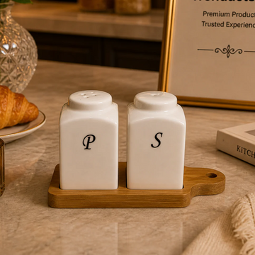Rustic White Ceramic Salt & Pepper Shaker Set